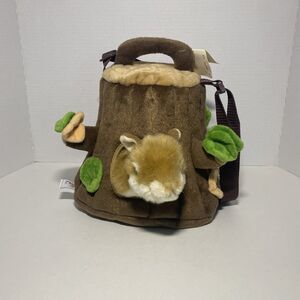 Unipak Plush Animal Carrier Squirrel With Tree Trunk Holder Soft Cuddly Toddler
